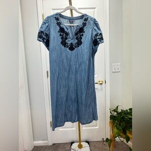 J.Jill Denim Size L Embroidered Dress | Size Large